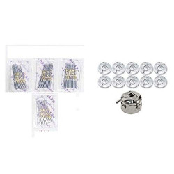 11,14,16,18 Needles + 10 Bobbins + Bobbin Case Number Needle for Automatic Sewing Machines Pack of 4 (40 Pieces) Crafts Needle